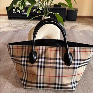 SOLD
Burberry Checkered Tote - Black, Tan, and Red